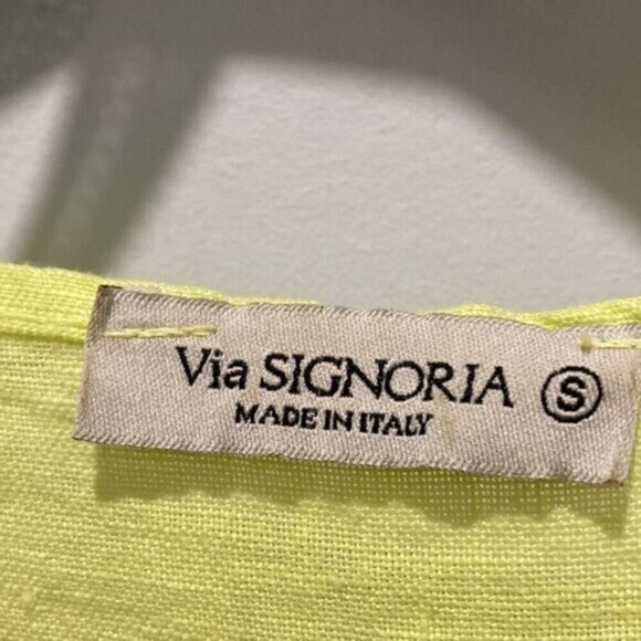 Via Signora Neon Yellow Linen Maxi Dress Medium fit - Picture 15 of 16